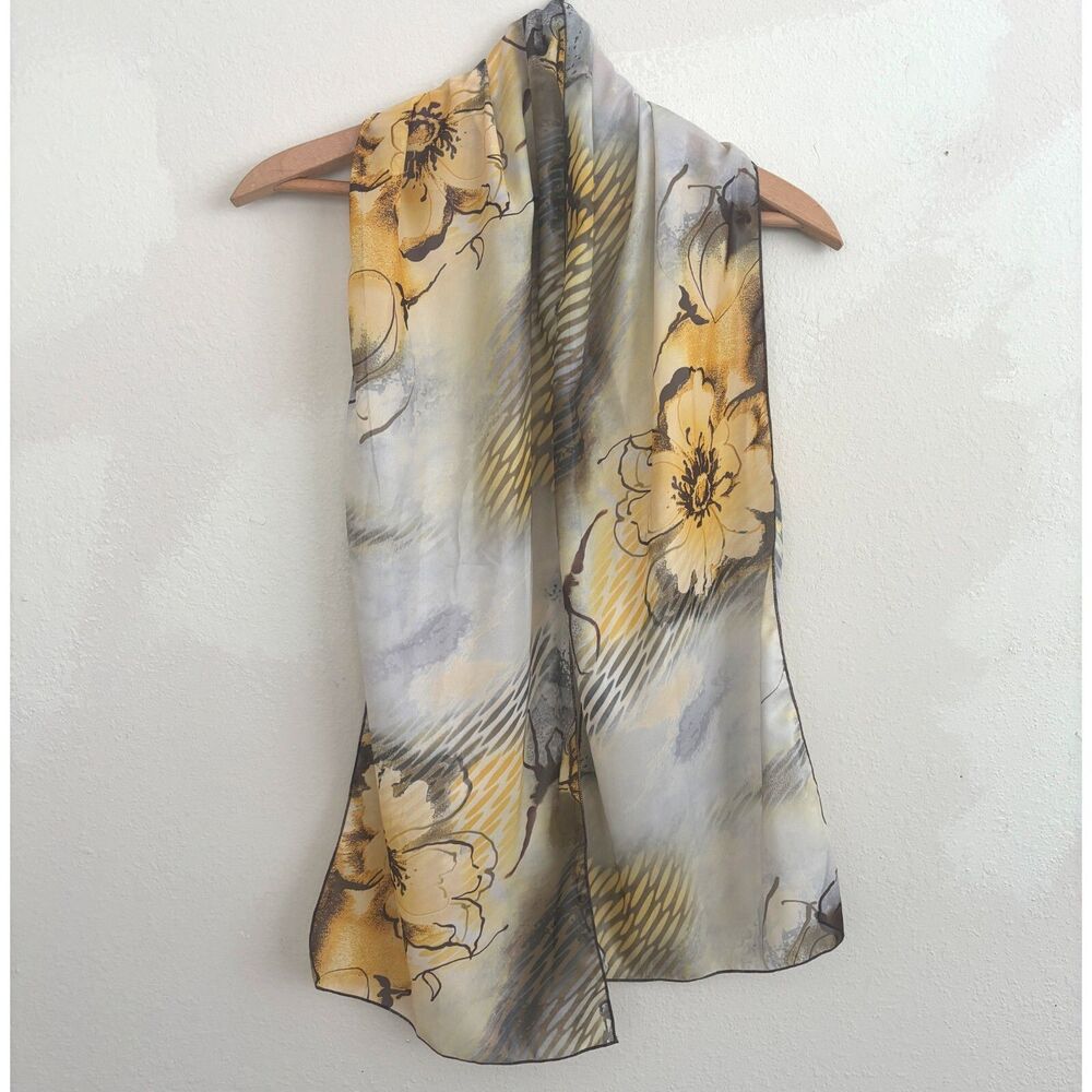 Mademoiselle Womens Vintage Cottagecore Floral Scarf Artsy Made USA Old Money